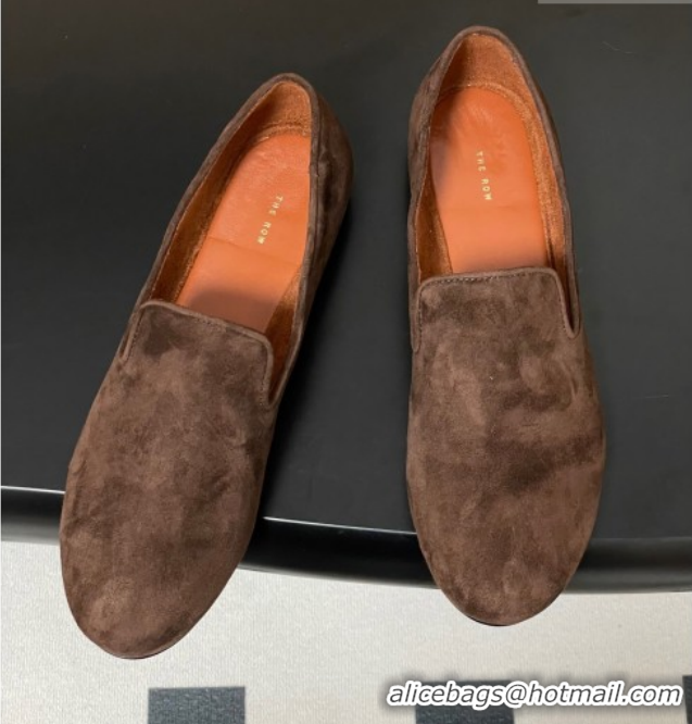 Pretty Style The Row Suede Flat Loafers TR120808 Dark Brown 2026