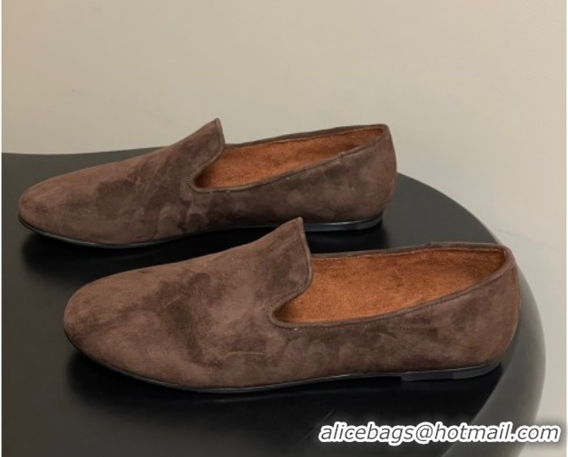 Pretty Style The Row Suede Flat Loafers TR120808 Dark Brown 2026