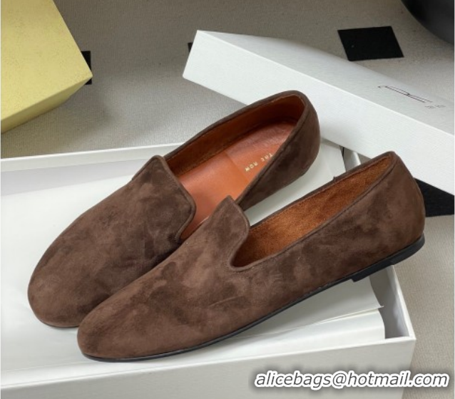 Pretty Style The Row Suede Flat Loafers TR120808 Dark Brown 2026