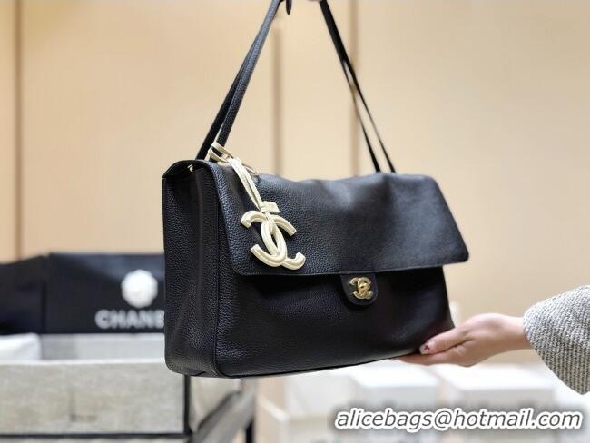 Luxury Cheap Chanel Maxi Flap Bag in Black Grained Calfskin AS6233 Spring Summer 2026 Top Quality