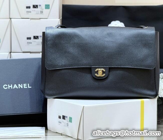 Luxury Cheap Chanel Maxi Flap Bag in Black Grained Calfskin AS6233 Spring Summer 2026 Top Quality