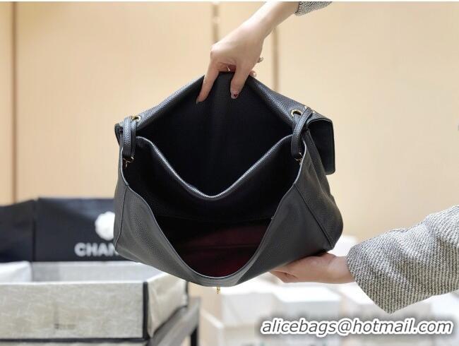 Luxury Cheap Chanel Maxi Flap Bag in Black Grained Calfskin AS6233 Spring Summer 2026 Top Quality