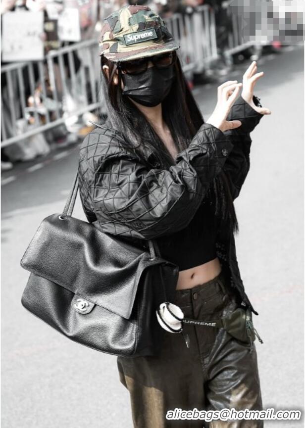 Luxury Cheap Chanel Maxi Flap Bag in Black Grained Calfskin AS6233 Spring Summer 2026 Top Quality