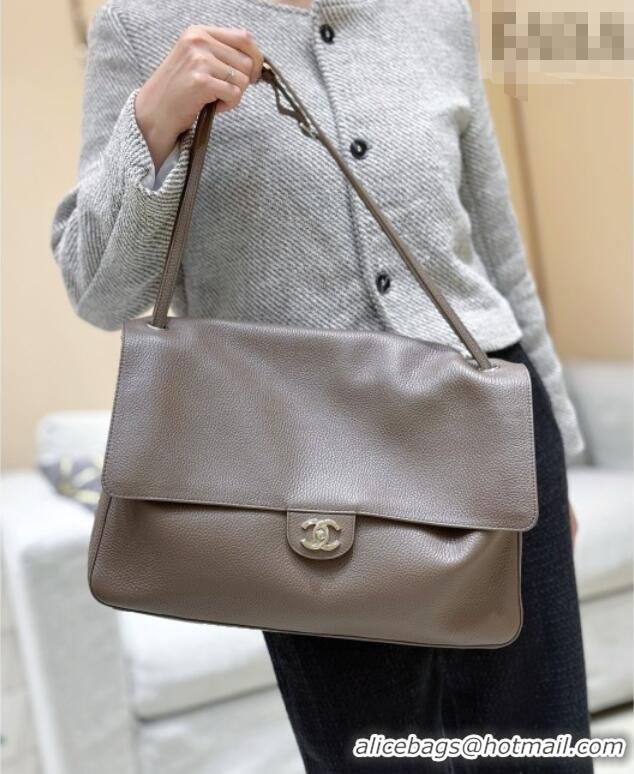 Luxury Cheap Chanel Maxi Flap Bag in Light Brown Grained Calfskin AS6233 Spring Summer 2026 Top Quality