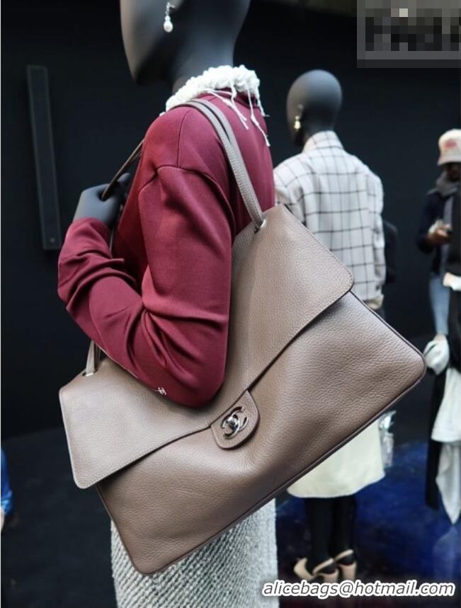 Luxury Cheap Chanel Maxi Flap Bag in Light Brown Grained Calfskin AS6233 Spring Summer 2026 Top Quality