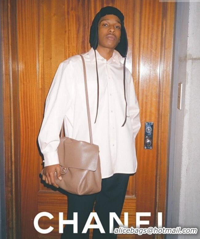 Luxury Cheap Chanel Maxi Flap Bag in Light Brown Grained Calfskin AS6233 Spring Summer 2026 Top Quality