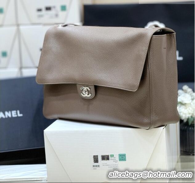 Luxury Cheap Chanel Maxi Flap Bag in Light Brown Grained Calfskin AS6233 Spring Summer 2026 Top Quality