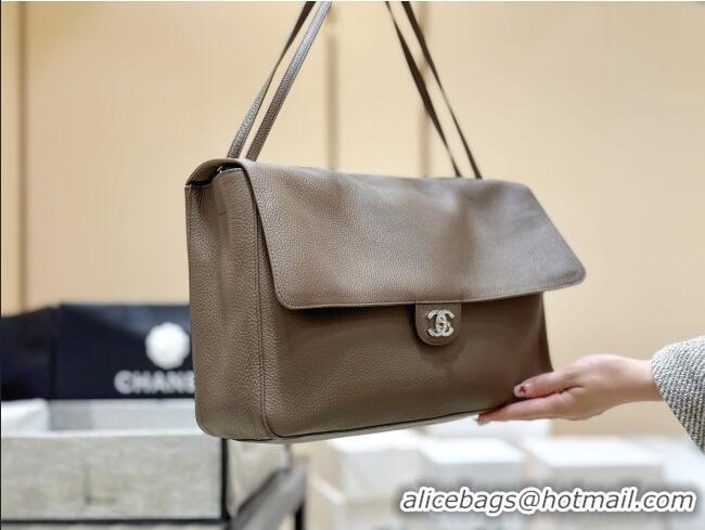 Luxury Cheap Chanel Maxi Flap Bag in Light Brown Grained Calfskin AS6233 Spring Summer 2026 Top Quality