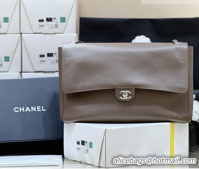 Luxury Cheap Chanel Maxi Flap Bag in Light Brown Grained Calfskin AS6233 Spring Summer 2026 Top Quality