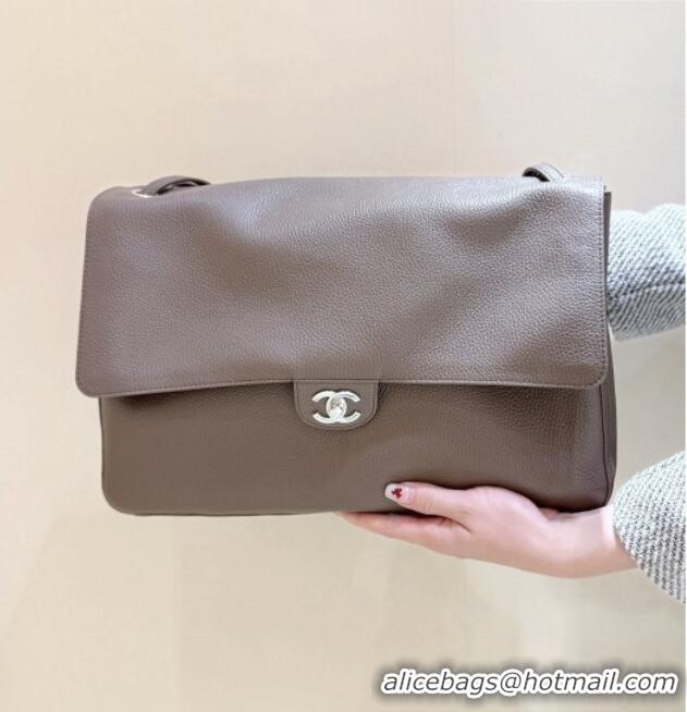 Luxury Cheap Chanel Maxi Flap Bag in Light Brown Grained Calfskin AS6233 Spring Summer 2026 Top Quality