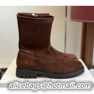 Best Grade The Row Suede Flat Ankle Boots TR120809 Brown 2026