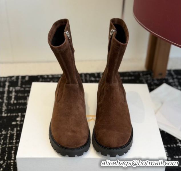 Best Grade The Row Suede Flat Ankle Boots TR120809 Brown 2026