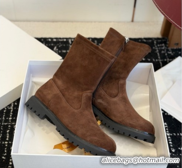 Best Grade The Row Suede Flat Ankle Boots TR120809 Brown 2026