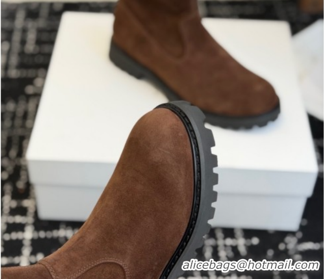 Best Grade The Row Suede Flat Ankle Boots TR120809 Brown 2026