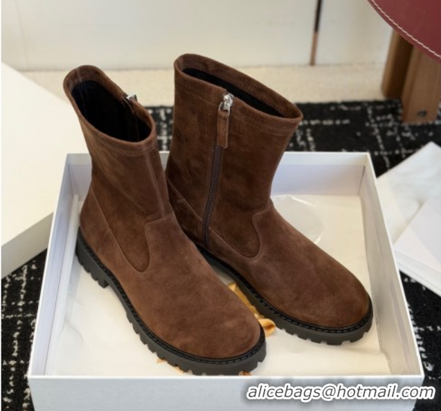 Best Grade The Row Suede Flat Ankle Boots TR120809 Brown 2026