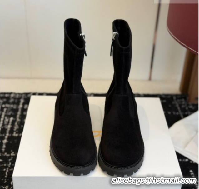 Low Price The Row Suede Flat Ankle Boots TR120809 Black 2026