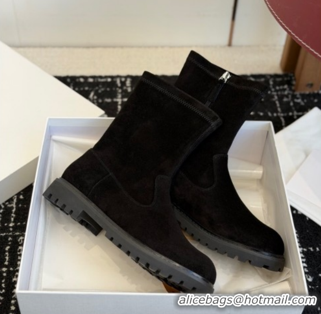 Low Price The Row Suede Flat Ankle Boots TR120809 Black 2026