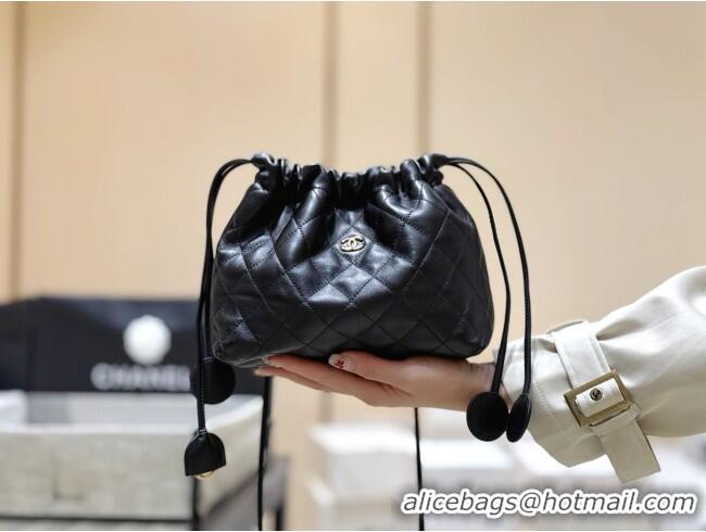 Best Price Chanel Clutch with Leather Strap in Black Lambskin AP5227 2026 Top Quality