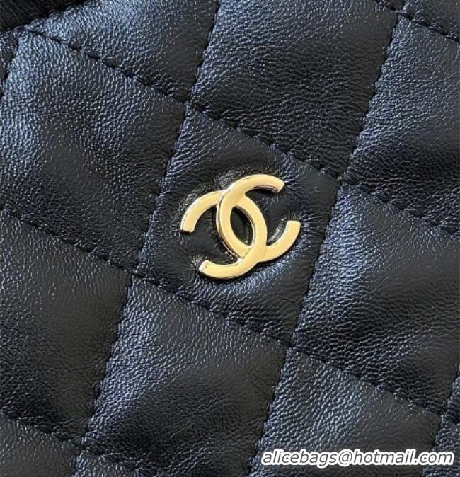 Best Price Chanel Clutch with Leather Strap in Black Lambskin AP5227 2026 Top Quality