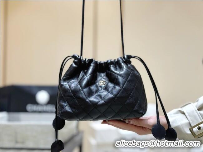 Best Price Chanel Clutch with Leather Strap in Black Lambskin AP5227 2026 Top Quality