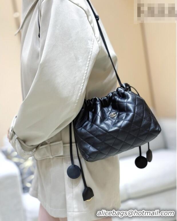 Best Price Chanel Clutch with Leather Strap in Black Lambskin AP5227 2026 Top Quality