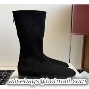 Top Design The Row Suede Flat Medium Boots TR120810 Black 2026