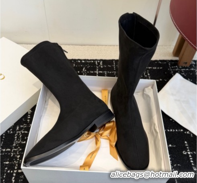 Top Design The Row Suede Flat Medium Boots TR120810 Black 2026