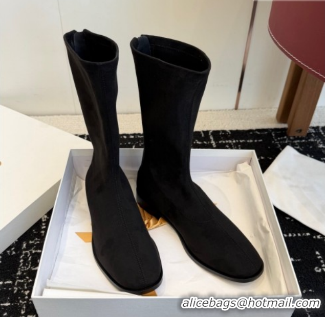Top Design The Row Suede Flat Medium Boots TR120810 Black 2026