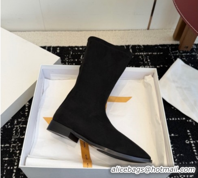 Top Design The Row Suede Flat Medium Boots TR120810 Black 2026