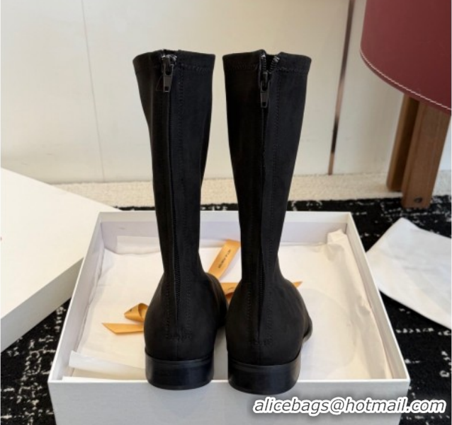 Top Design The Row Suede Flat Medium Boots TR120810 Black 2026