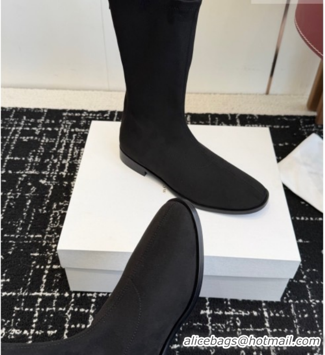 Top Design The Row Suede Flat Medium Boots TR120810 Black 2026