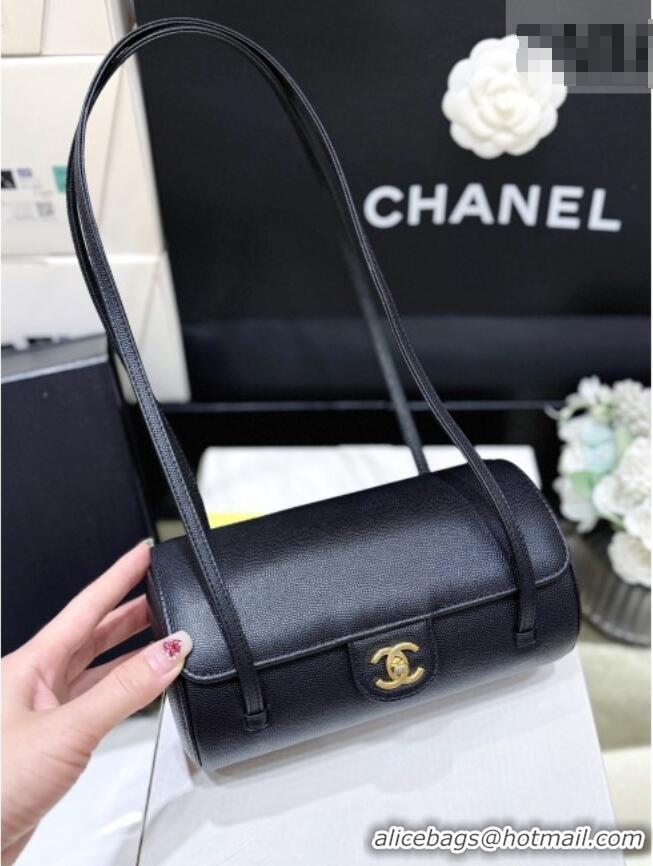 Best Price Chanel Small Bowling Bag in Grained Shiny Calfskin AS6143 Black 2026 Top Quality