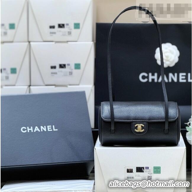Best Price Chanel Small Bowling Bag in Grained Shiny Calfskin AS6143 Black 2026 Top Quality