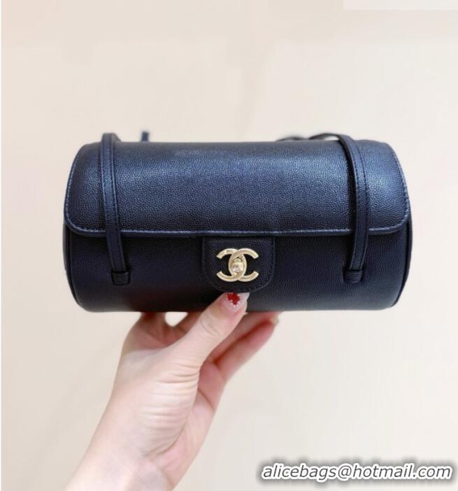 Best Price Chanel Small Bowling Bag in Grained Shiny Calfskin AS6143 Black 2026 Top Quality