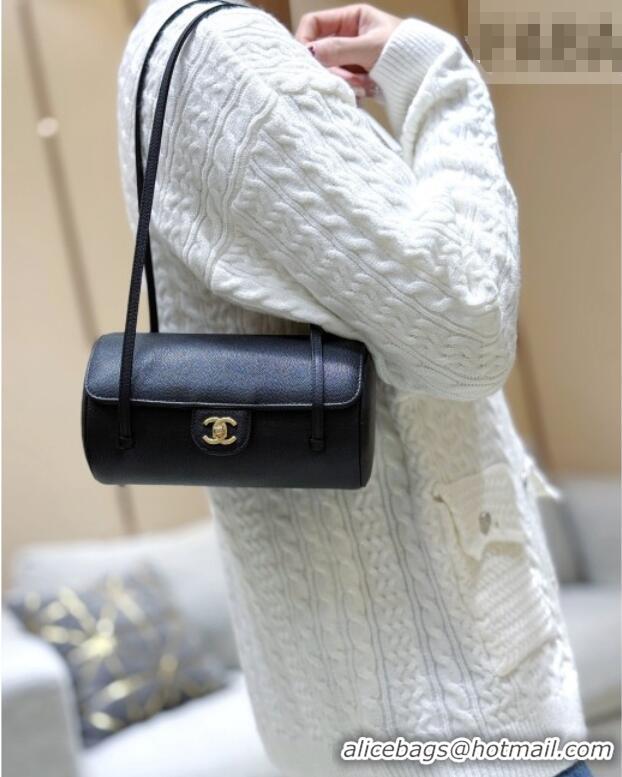 Best Price Chanel Small Bowling Bag in Grained Shiny Calfskin AS6143 Black 2026 Top Quality