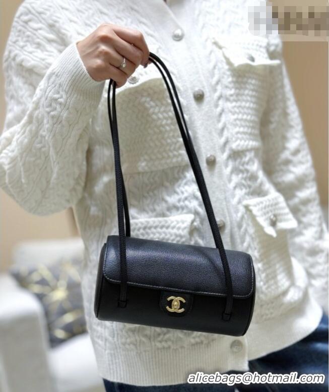 Best Price Chanel Small Bowling Bag in Grained Shiny Calfskin AS6143 Black 2026 Top Quality