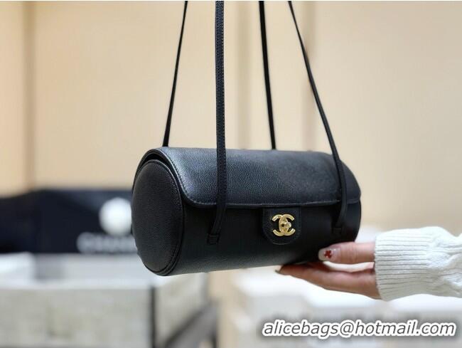 Best Price Chanel Small Bowling Bag in Grained Shiny Calfskin AS6143 Black 2026 Top Quality