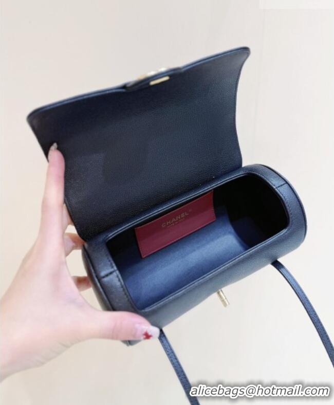 Best Price Chanel Small Bowling Bag in Grained Shiny Calfskin AS6143 Black 2026 Top Quality