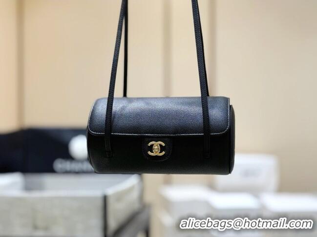 Best Price Chanel Small Bowling Bag in Grained Shiny Calfskin AS6143 Black 2026 Top Quality