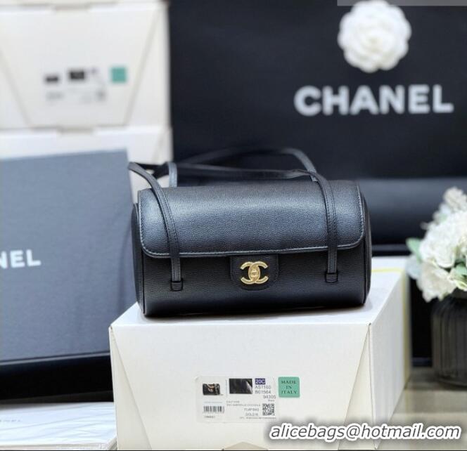Best Price Chanel Small Bowling Bag in Grained Shiny Calfskin AS6143 Black 2026 Top Quality