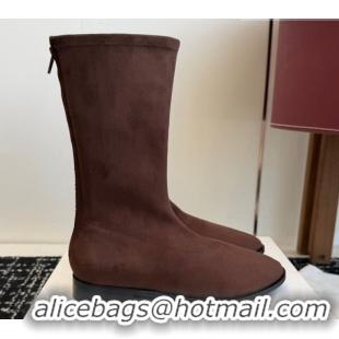 Unique Style The Row Suede Flat Medium Boots TR120810 Brown 2026