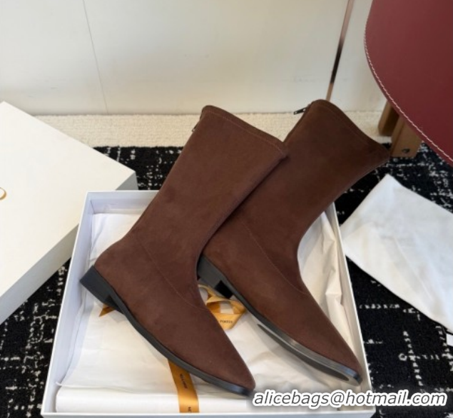 Unique Style The Row Suede Flat Medium Boots TR120810 Brown 2026