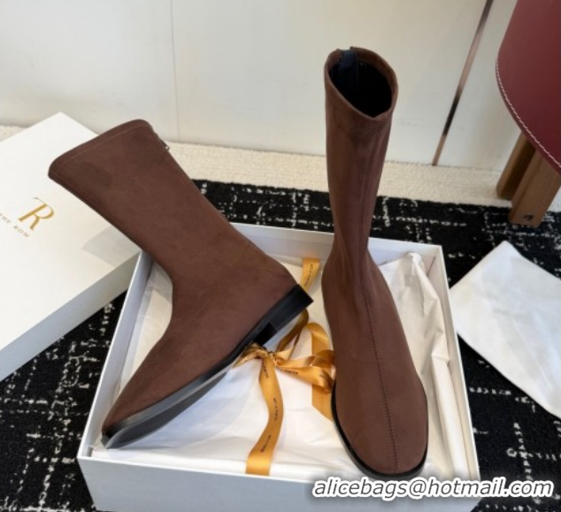 Unique Style The Row Suede Flat Medium Boots TR120810 Brown 2026