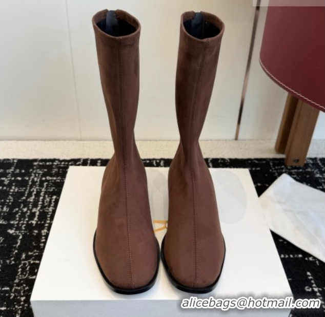 Unique Style The Row Suede Flat Medium Boots TR120810 Brown 2026