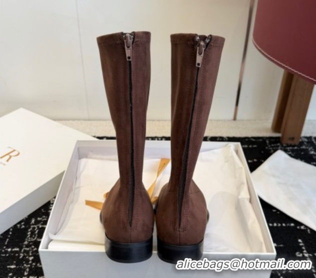 Unique Style The Row Suede Flat Medium Boots TR120810 Brown 2026