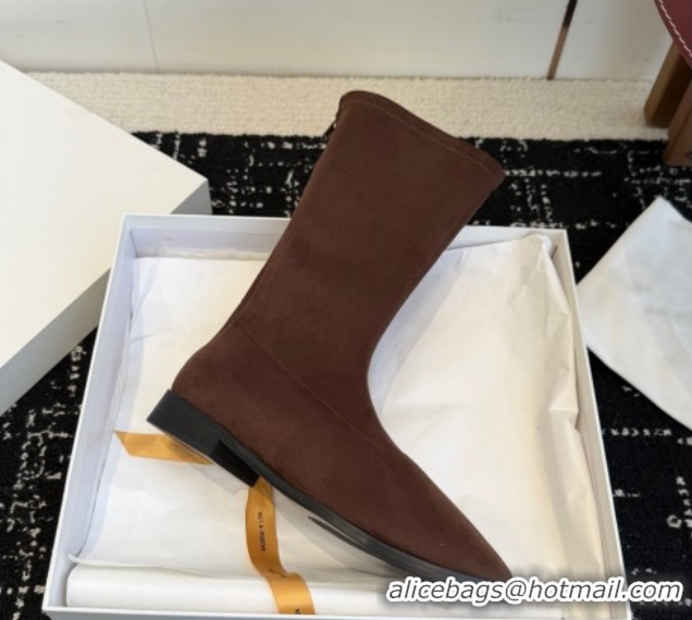 Unique Style The Row Suede Flat Medium Boots TR120810 Brown 2026