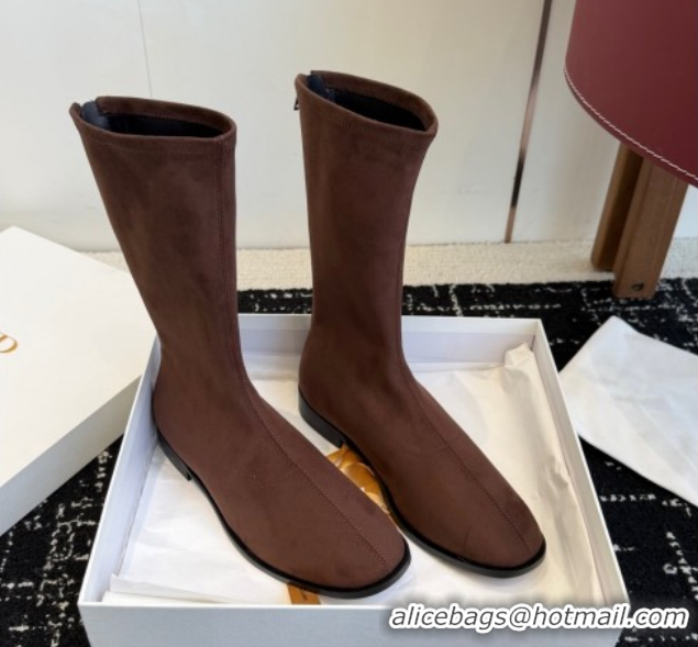 Unique Style The Row Suede Flat Medium Boots TR120810 Brown 2026