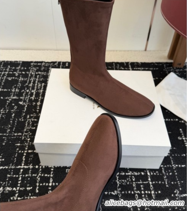 Unique Style The Row Suede Flat Medium Boots TR120810 Brown 2026
