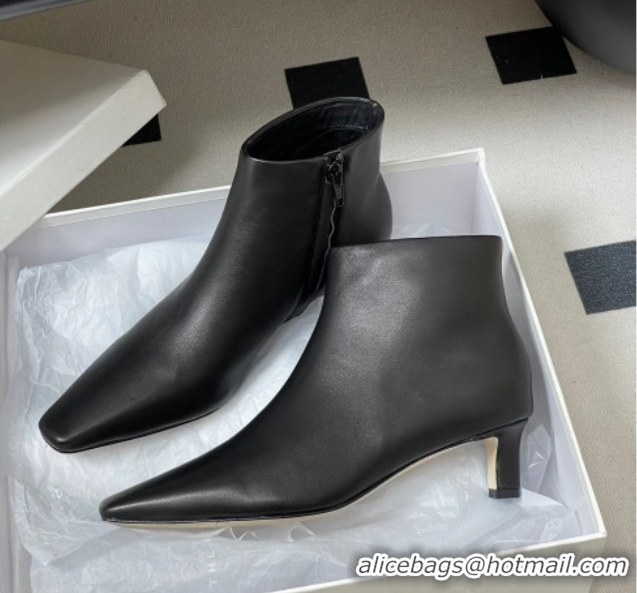 Classic Hot The Row Carla Leather Heel Ankle Boots 4cm TR120811 Black 2026