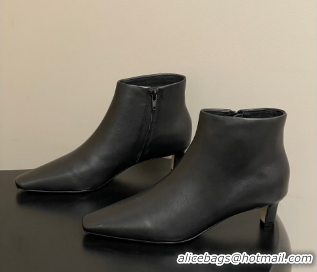 Classic Hot The Row Carla Leather Heel Ankle Boots 4cm TR120811 Black 2026